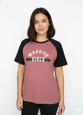 rahul Colorblock Women Round Neck Pink T-Shirt