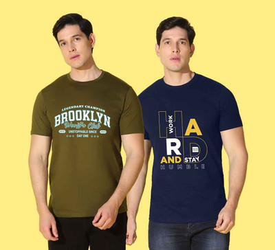 WOOSTRO Printed Men Round Neck Multicolor T-Shirt