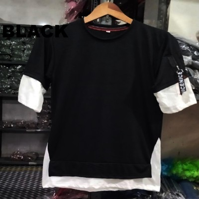 SAHAL FASHION Colorblock Men Round Neck Black T-Shirt