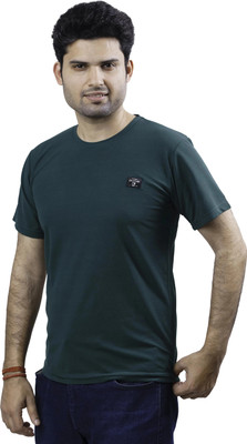 Renovator Solid Men Round Neck Green T-Shirt