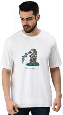DeRaDA Printed Men Round Neck White T-Shirt