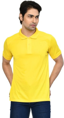 altius Solid Men Polo Neck Yellow T-Shirt