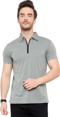 JB Jangoboy Solid Men Polo Neck Grey T-Shirt