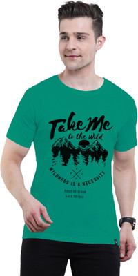 Texman Printed Men Round Neck Green T-Shirt