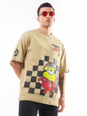 BEWAKOOF Graphic Print Men Round Neck Beige T-Shirt