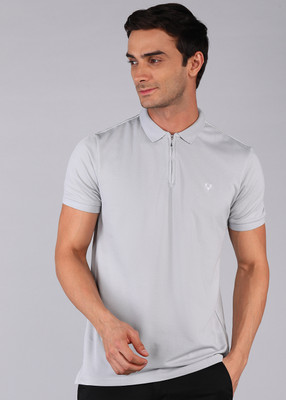 Allen Solly Solid Men Polo Neck Grey T-Shirt