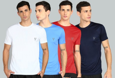 Fricker Printed Men Round Neck White, Light Blue, Red, Dark Blue T-Shirt