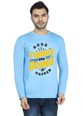 LV CARE Printed, Self Design Men Round Neck Blue T-Shirt