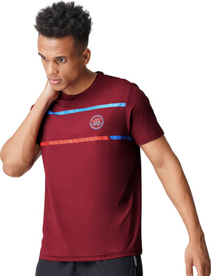 U.S. POLO ASSN. Striped Men Round Neck Maroon T-Shirt