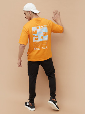 Kappa Printed Men Round Neck Orange T-Shirt