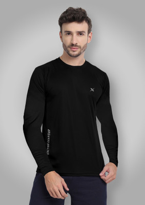 FTX Solid Men Round Neck Black T-Shirt