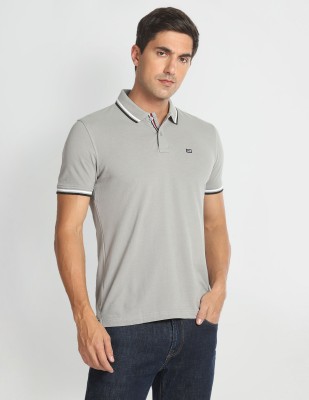 Arrow Sport Solid Men Polo Neck Grey T-Shirt