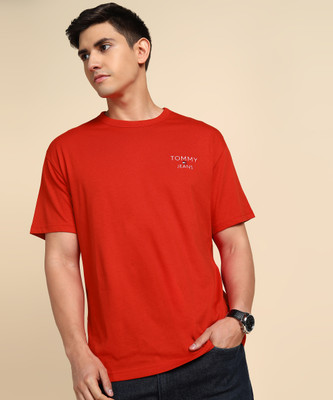 TOMMY HILFIGER Solid Men Round Neck Red T-Shirt