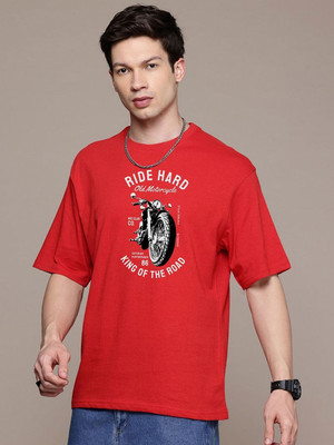 Moda Rapido Graphic Print Men Round Neck Red T-Shirt