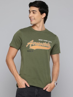 AEROPOSTALE Printed Men Round Neck Green T-Shirt