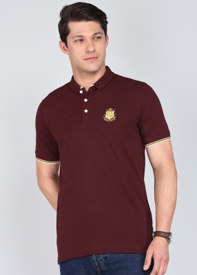 INDIAN TERRAIN Solid Men Polo Neck Red T-Shirt