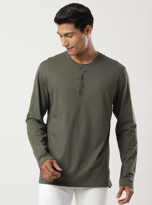 JOCKEY Solid Men Henley Neck Green T-Shirt
