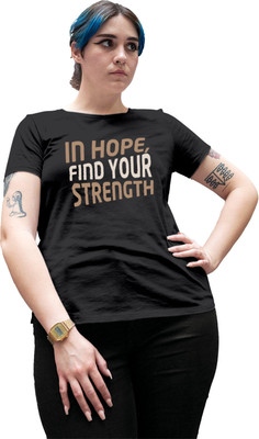 Fighterhero Printed Women Round Neck Black T-Shirt