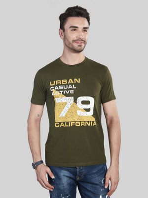 BE POSITIVE Printed, Typography Men Round Neck Green T-Shirt