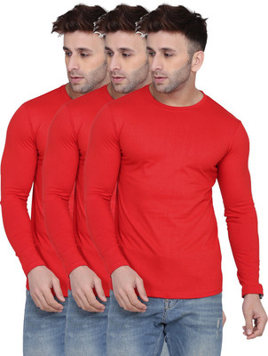 New Trends Collection Solid Men Round Neck Red T-Shirt