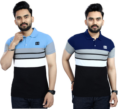 USPN Colorblock, Printed Men Polo Neck Multicolor T-Shirt