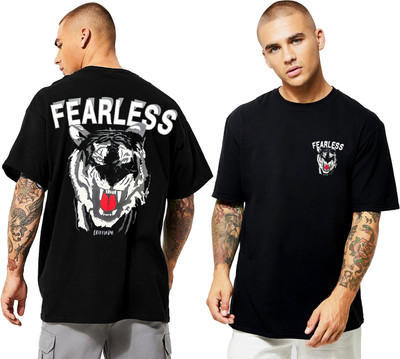 Leotude Printed Men Round Neck Black T-Shirt