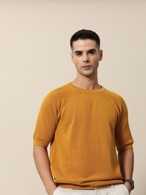 Mr Bowerbird Striped Men Round Neck Yellow T-Shirt
