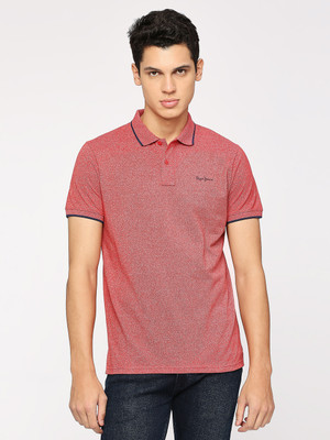 Pepe Jeans Solid Men Polo Neck Red T-Shirt