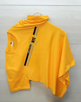 Droplet Printed Men Round Neck Yellow T-Shirt