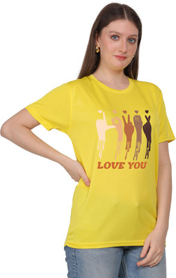 BOOOSTAM PRODUCT Printed Women Round Neck Yellow T-Shirt