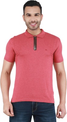 MONTE CARLO Solid Men Polo Neck Red T-Shirt