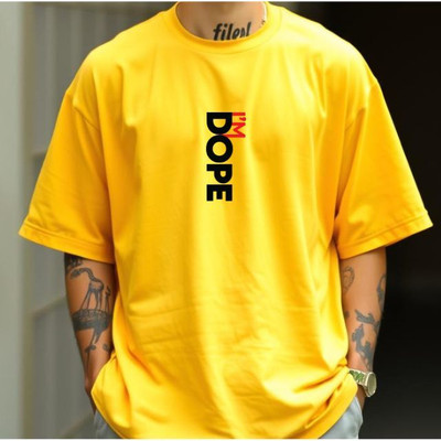 UrGear Printed Men Round Neck Yellow T-Shirt