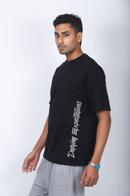 BLAKENTO Printed Men Round Neck Black T-Shirt