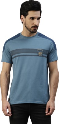 ROYAL ENFIELD Self Design Men Round Neck Blue T-Shirt