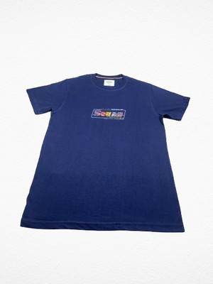 Krow Printed Men Round Neck Navy Blue T-Shirt