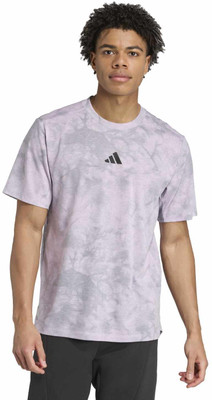 ADIDAS Printed Men Round Neck Purple T-Shirt