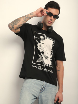 DIFFERENCE OF OPINION Graphic Print Men Round Neck Black T-Shirt