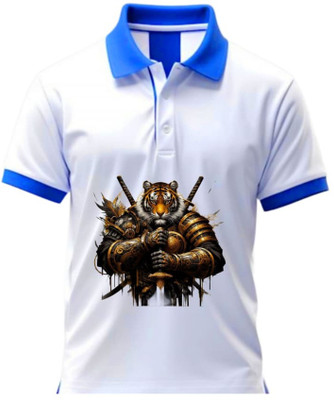 Yugavarshan Printed Men Polo Neck Brown, Gold T-Shirt
