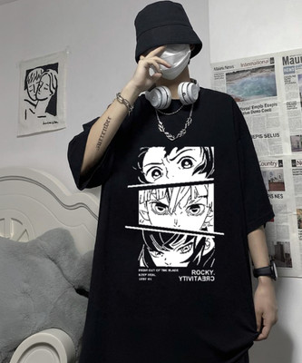 THALASI Graphic Print Men Round Neck Black T-Shirt