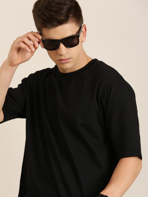 DILLINGER Solid Men Round Neck Black T-Shirt