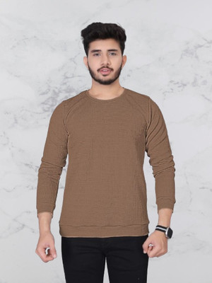 Krishna Designing Printed Men Round Neck Brown T-Shirt