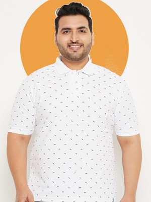 RENUOVO Printed Men Polo Neck White T-Shirt