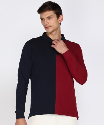 PARX Colorblock Men Polo Neck Dark Blue, Red T-Shirt