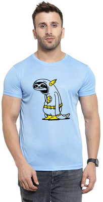 LuvCare Printed Men Round Neck Blue T-Shirt