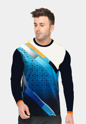 TEES SPORTS Geometric Print Men Round Neck Multicolor T-Shirt