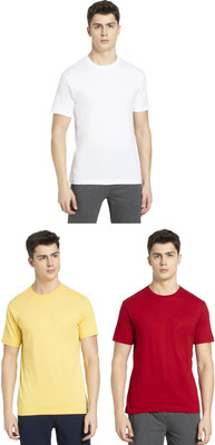 JOCKEY Solid Men Round Neck Yellow, Red, White T-Shirt