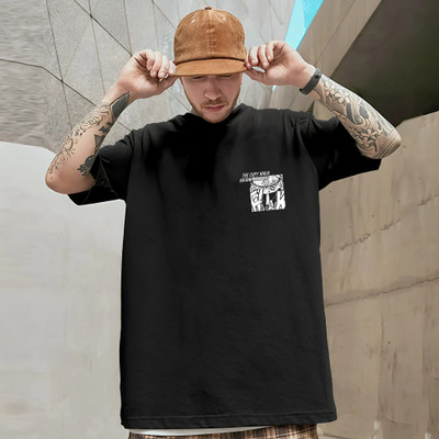 HouseOfCommon Printed Men Round Neck Black T-Shirt