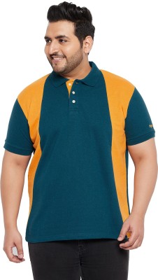 bigbanana Colorblock Men Polo Neck Dark Blue, Yellow T-Shirt