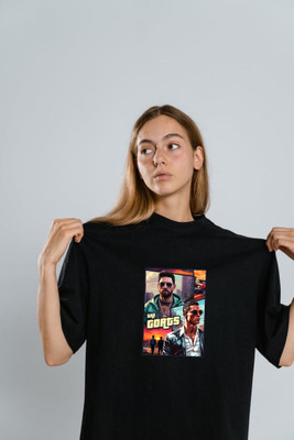 Stitchmeashirt Printed Women Round Neck Black T-Shirt
