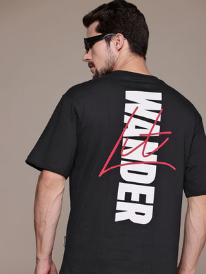 Roadster Printed Men Round Neck Black T-Shirt